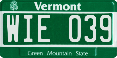 VT license plate WIE039