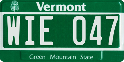VT license plate WIE047