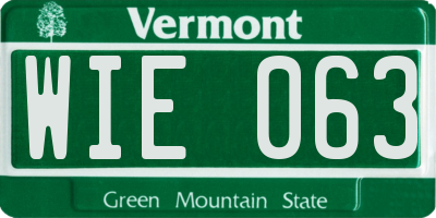 VT license plate WIE063