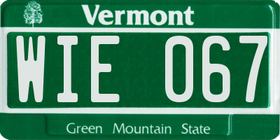 VT license plate WIE067