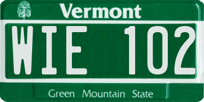 VT license plate WIE102