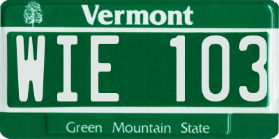 VT license plate WIE103