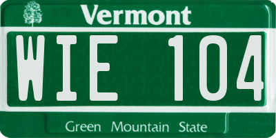 VT license plate WIE104