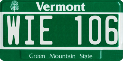 VT license plate WIE106