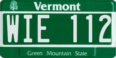 VT license plate WIE112