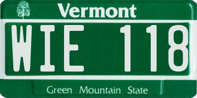 VT license plate WIE118