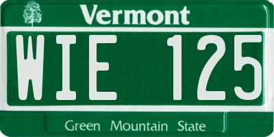 VT license plate WIE125