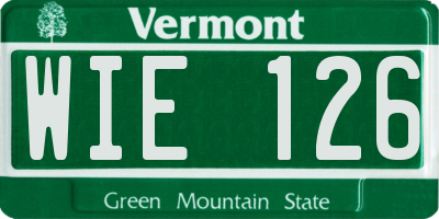 VT license plate WIE126