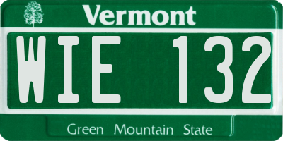 VT license plate WIE132