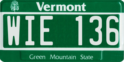 VT license plate WIE136