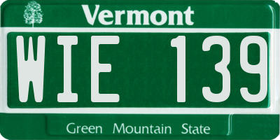 VT license plate WIE139