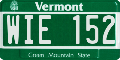 VT license plate WIE152