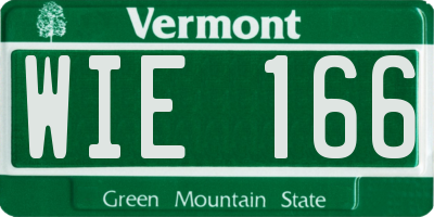 VT license plate WIE166