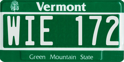 VT license plate WIE172
