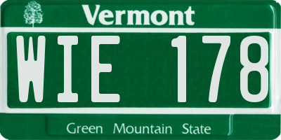 VT license plate WIE178