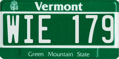 VT license plate WIE179