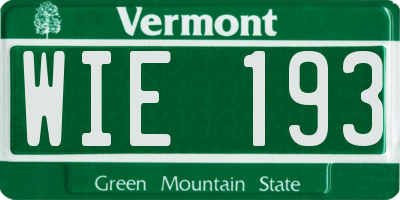 VT license plate WIE193