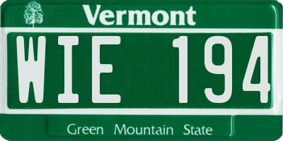 VT license plate WIE194
