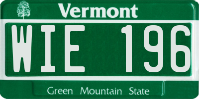 VT license plate WIE196