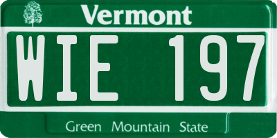 VT license plate WIE197