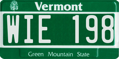 VT license plate WIE198