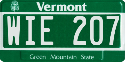 VT license plate WIE207