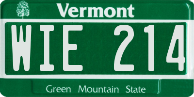 VT license plate WIE214