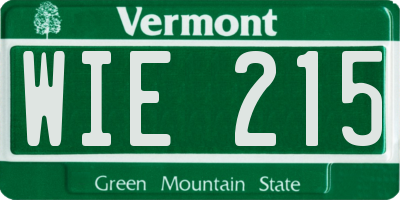 VT license plate WIE215