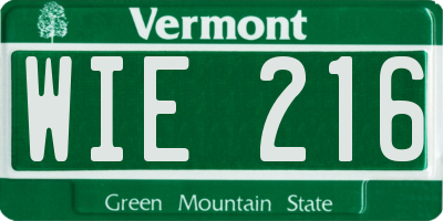 VT license plate WIE216