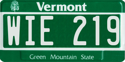 VT license plate WIE219
