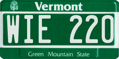 VT license plate WIE220