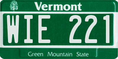 VT license plate WIE221