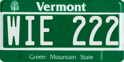 VT license plate WIE222