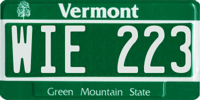 VT license plate WIE223