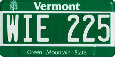 VT license plate WIE225