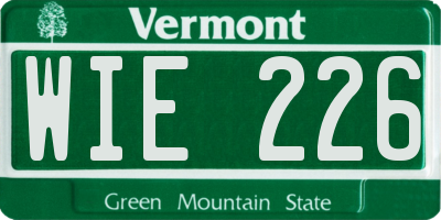 VT license plate WIE226