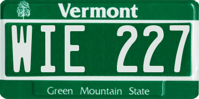 VT license plate WIE227