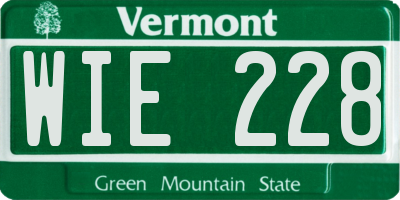 VT license plate WIE228