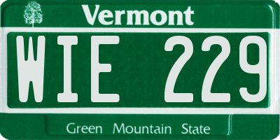 VT license plate WIE229