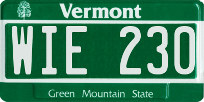 VT license plate WIE230
