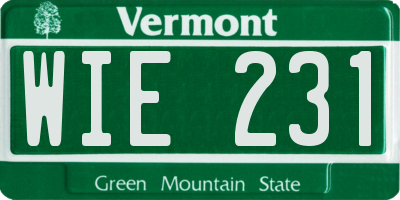 VT license plate WIE231
