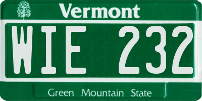 VT license plate WIE232