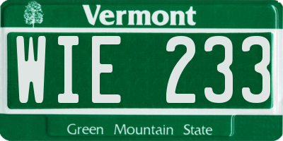 VT license plate WIE233