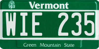 VT license plate WIE235