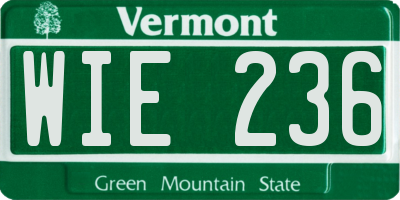 VT license plate WIE236