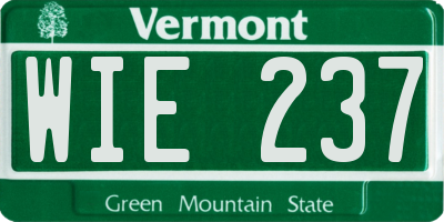 VT license plate WIE237