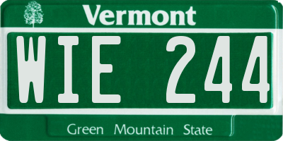 VT license plate WIE244