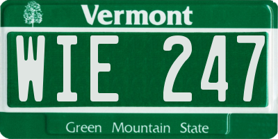 VT license plate WIE247