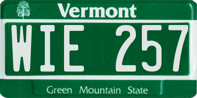 VT license plate WIE257