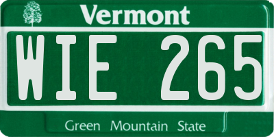 VT license plate WIE265